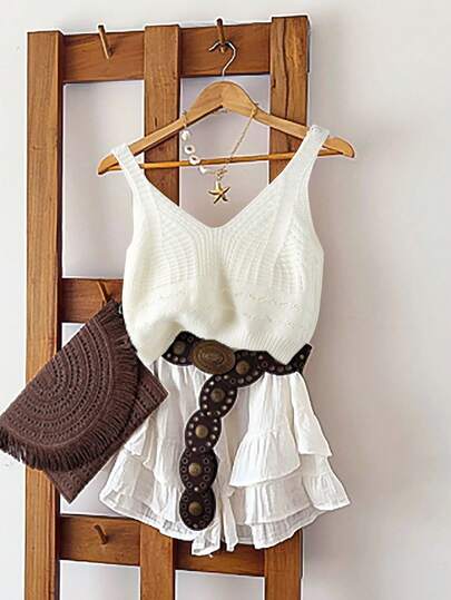 GlowEve 女士V领无袖休闲舒适百搭简约针织上衣