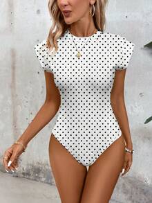 SHEIN LUNE Women's Casual Polka Dot Print Bodysuit, Suitable For Spring And Summer - Multicolor - View 6