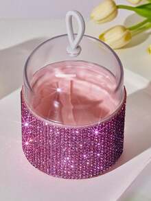 Joivida 1 hộp đựng bông mút trang điểm đính đá lấp lánh có nắp trong suốt - Hộp đựng đồ trang điểm di động, giải pháp lưu trữ trên mặt bàn, hộp đựng đồ dùng làm đẹp | Phụ kiện lấp lánh | Chất liệu nhựa, hộp đựng bông mút - Nhiều màu - Xem 9