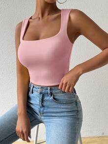 Chiquease 粉色露肤方领无袖背心，优雅百搭，适合舞会、派对、街头、生日、秋冬等各种场合，闪亮吸睛，也适合演唱会、夜店、约会等各种场合。 - 粉色 - 查看 4