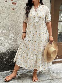 SHEIN LUNE Đầm maxi in hoa dành cho nữ, trang phục mùa hè giản dị, trang phục đi nghỉ mát cho nữ, trang phục mùa hè cho nữ, quần áo mùa hè thanh lịch. - Nhiều màu - Xem 6