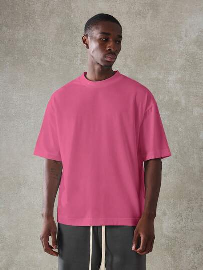  SUMWON Essential Regular Fit Lean Short Sleeve Crew Neck T-Shirt Cotton Blend Casual Summer Everyday Wardrobe Basic Comfortable Relaxed Streetwear Plain