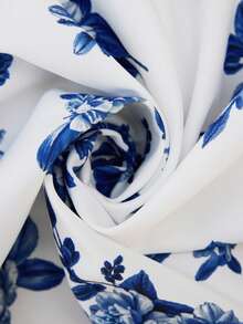 SHEIN Clasi 女士夏季印花V领口袋连衣裙，度假风休闲装，适合度假的蓝色连衣裙，甜美优雅，适合度假、约会、节日、派对、毕业典礼、婚礼宾客、海滩等场合，也可作为舞会礼服。女士夏季连衣裙，蓝色和白色连衣裙，蓝色碎花连衣裙，度假连衣裙，海滩夏威夷连衣裙，蓝色和白色碎花连衣裙，女士夏季连衣裙，女士度假连衣裙，女士春季连衣裙，女士裹身连衣裙，女士晚宴连衣裙 - 藍白色 - 查看 8