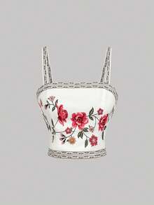 SHEIN MOD Vintage 70s Folk Print Vest Two Pieces Set – Western Wear, Bohemian Style; Perfect For Vacation, Date, Picnic, Party, Prom, Festival, And Birthday - Multicolor - View 5