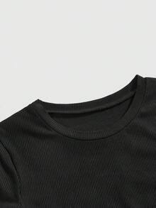 ROMWE Áo thun nữ dáng ôm, đa năng, họa tiết mạng nhện, khoét lưng, phong cách Gothic tối giản. - màu đen - Xem 4