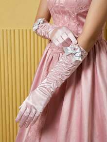 Joivida 1只蝴蝶结长手套 - 优雅精致的舞会手套 | 完美适用于表演、宴会和派对 | 高级礼仪装饰手套 | 理想的节日礼物之选 - 彩色 - 查看 5