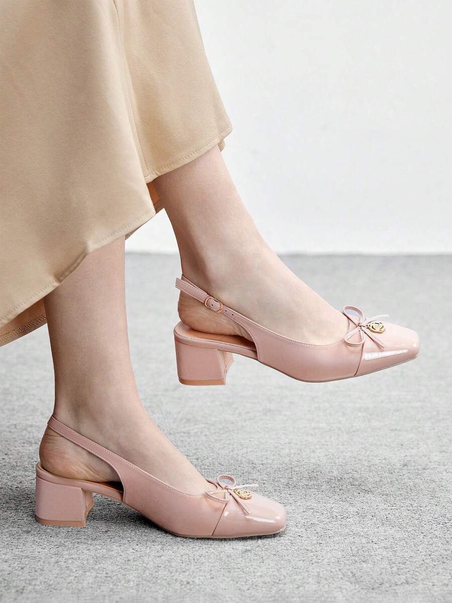 CUCCOO BIZCHIC Women's Classic Low Heel Slip-On Shoes, Black For Christmas Spring Shoes - Dusty Pink - View 1