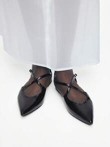 Mnmlis Women's Buckle Design Casual Versatile Flat Shoes Valentine's Day - Black - View 2