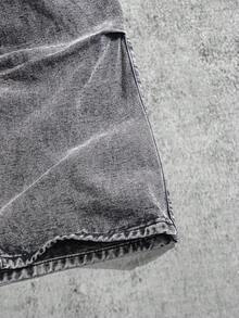 Manfinity ZONE917 宽松男式翻盖口袋和侧面板工装牛仔裤（不含腰带） - 灰色 - 查看 4