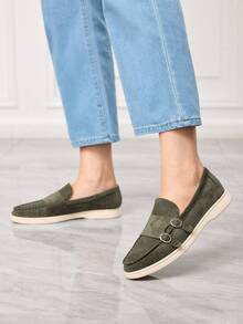 Sleekvia 2025 New Women Loafers Flat Slip-On Shoes, Comfortable Soft Bottom Casual Shoes - Green - View 3