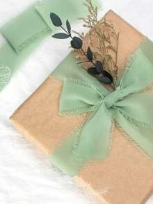 1/3/6 Cuộn ruy băng chiffon thủ công màu xanh lá cây nhạt, vải tua rua thủ công tự làm, ruy băng chiffon gói quà, ruy băng tua rua 1,5 inch x 21 yard, thích hợp cho thiệp mời đám cưới, bó hoa cưới, gói quà, đồ thủ công tự làm, làm nơ, trang trí tiệc. - màu xanh lợt - Xem 4