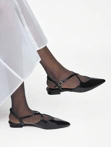 Mnmlis Women's Buckle Design Casual Versatile Flat Shoes Valentine's Day - Black - View 5