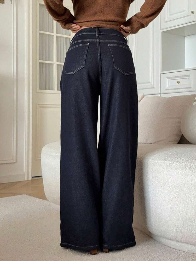 Women's Casual Washed Flared Jeans With Thermal Lining, Autumn/Winter