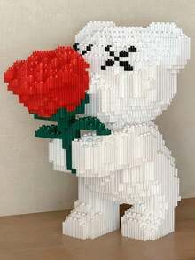 1 Set Rose Flower Bouquet Building Blocks Toy, Small Particles Assembly Blocks, 3D Toy, Valentine's Day Gift For Friends And Family, Rose Flower Gift - Multicolor - View 5