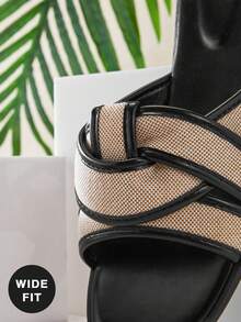 SHUZIA 女士宽楦简约休闲舒适交叉平底凉鞋 - 黑色 - 查看 7