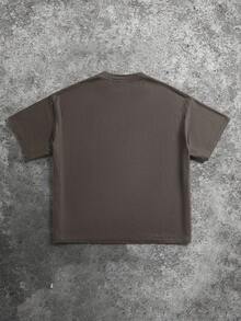 SHEIN Trolls Herr-t-shirt med rund hals och kort ärm, bokstäver och tecknad grafik - Kaffebrun - Visa 2