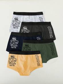 5条/包 青少年男童机械恐龙印花平角内裤 - 彩色 - 查看 7