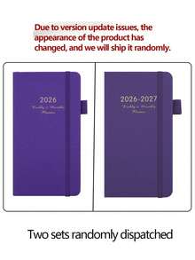 袖珍日历 - 小巧的月度计划本，可放入钱包，PU皮革硬面封面，学习用品，返校季 - 彩色 - 查看 14