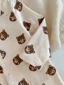 Loomiva 新生女宝宝卡通熊图案针织柔软圆领长袖连体衣 - 彩色 - 查看 8