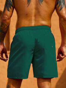 Surfspeed 男士纯色前系带口袋简约短裤，休闲/度假装