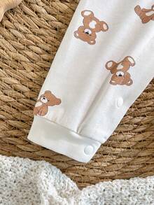 Loomiva Off-White Autumn Cute Family Matching Newborn Baby Boy Girl Cute Bear Pattern Knitted Round Neck Long Sleeve Pullover & Elastic Pants 2pcs Set Outfit - White - View 7