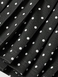 SHEIN MOD Women's Black And White Polka Dot Pleated Hem A-Line Skirt,Cute Back-To-School School Style For Autumn,Lining In Shorts,Phone Pocket,Tea Party Skirt - Black and White - View 5