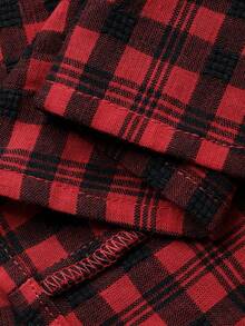 DAZY Robe de nuit longue à manches longues avec taille cintrée, motif à carreaux. Vêtement de nuit pour femmes - Rouge - Voir 7