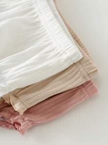 Cozy Pixies 3件套女婴纯色舒适弹力腰三角短裤套装，夏季短裤和爬行裤 - 彩色 - 查看 6