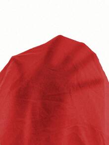 Pariaura （100% 棉）纯色系带落肩衬衫，假日纯色梭织宽松常规女式衬衫，喇叭袖 - 紅色 - 查看 7