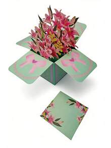 Joivida 1 Pc Greeting Cards 2 Styles Wine/Flower Theme 3D Pop-Up Cards Stylish Creative Confession Cards For Couples Romantic Ritual Greeting Cards - Multicolor - View 9