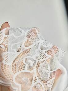 Sexy & Fashionable Spaghetti Strap Lace Trim Asymmetrical Hem Faux Silk Women Nightgown - White - View 10