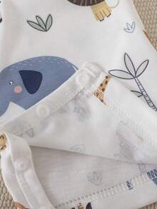 SHEIN Playful Pals Bộ 3 món áo liền quần cho bé trai, họa tiết dễ thương + kẻ sọc + màu trơn, mềm mại và thoải mái, thích hợp mặc ở nhà, chơi thể thao ngoài trời và dự tiệc. - Màu Khaki - Xem 4