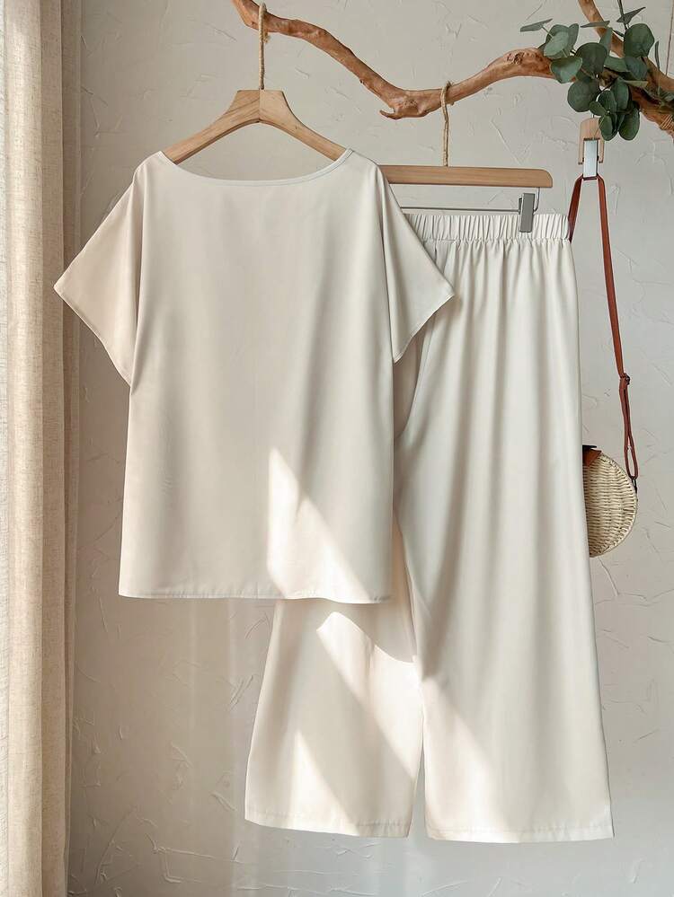 Plus Size Summer Casual Floral Print Round Neck Batwing Top And Pants 2 Piece Set/ Vacation Summer Outfits Summer Clothes  Spring  Spring Outfit Women Spring Clothes Beach Vacation Outfits For Women Bohemian