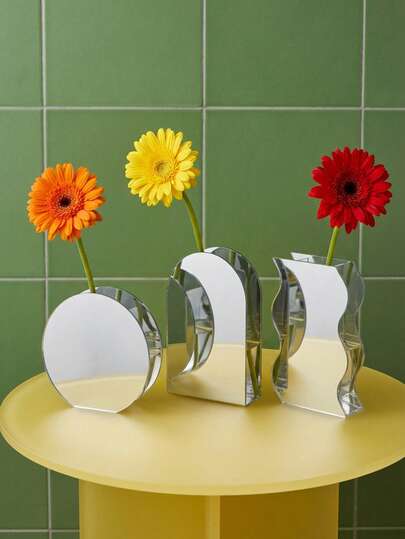 Joivida 1 pieza Jarrón acrílico con acabado espejo, decoración suave estilo INS para el hogar y el escritorio (3 formas diferentes para arreglos florales), adecuado para regalar en dormitorios de niñas y para el Día de San Valentín, Año Nuevo, Ramadán