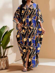 SHEIN Lady 春夏秋冬优雅派对通勤办公彩色编织缺角舞会礼服短袖长袍 - 彩色 - 查看 2