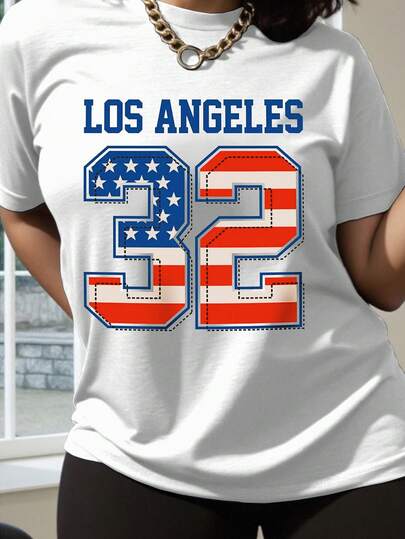 Maweii Plus Size Women Letter Printed Round Neck Short Sleeve Casual T-Shirt, Summer