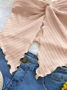 SHEIN Áo hai dây dáng rộng, tối giản, thoải mái cho bé gái tuổi teen, vạt áo bất đối xứng. - Màu Khaki - Xem 6