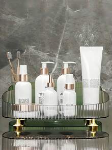 1/2 hộp đựng đồ để bàn bằng acrylic trong suốt có chân có thể xếp chồng lên nhau, khay đựng đồ trang điểm, nước hoa, mỹ phẩm, chăm sóc da, đồ dùng phòng tắm, đồ trang trí nhà cửa, quà tặng - Trong sáng - Xem 7