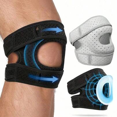 1 件装 - 可调节弹性髌骨护膝，缓解膝盖不适，膝盖压缩套式护膝，男女通用运动护膝 - 适用于篮球、网球、健身、跑步 - 膝盖上方 10 厘米/4 英寸，周长：30-56 厘米/12-22 英寸