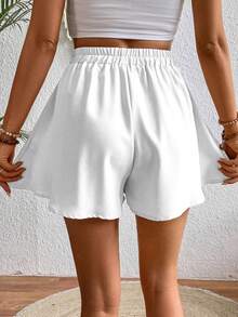 Breezaya Quần short nữ màu trơn, cạp chun, kiểu dáng thường ngày, thích hợp cho mùa hè. - trắng - Xem 2