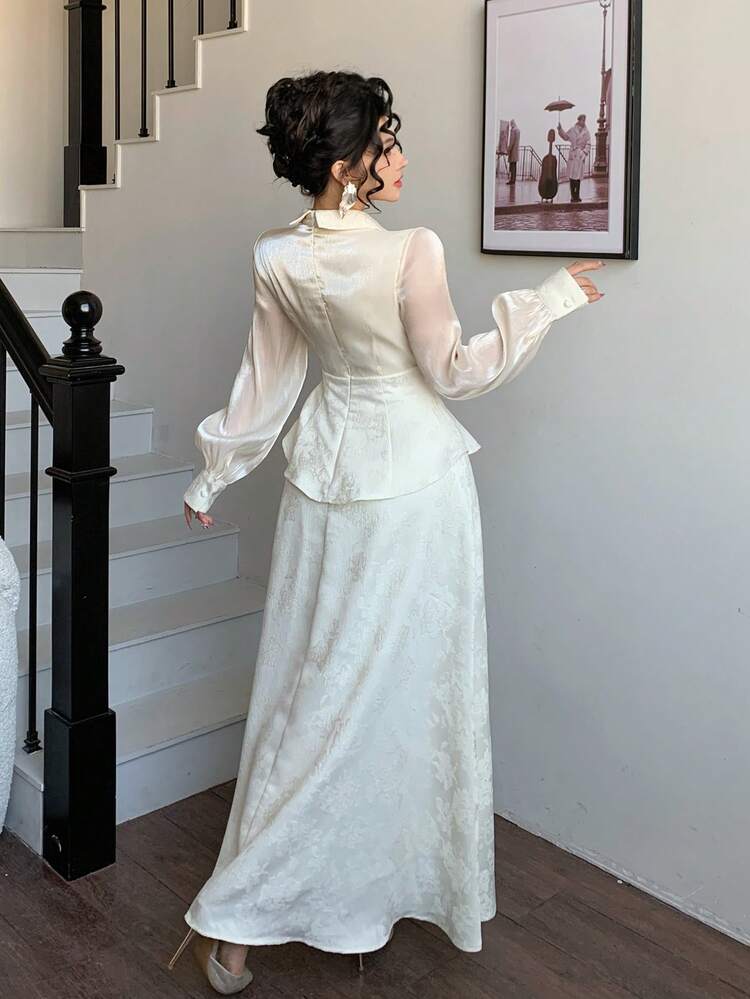 Satin Patchwork Waist Cinched Midi Dress For Women,Wedding Guest Dress Women Sundress