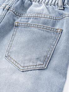 Tween Girls' Distressed Boyfriend Jeans, Retro American Style Loose Fit Wide Leg Casual Denim Pants, Blue - Blue - View 7