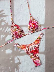 Swim Vcay Women's New Leopard Print Halter Neck High Cut Sexy Bikini Bottom, Separates Swimsuit - Multicolor - View 6