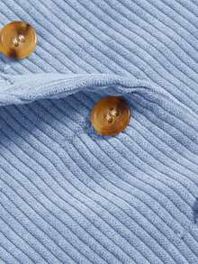 SHEIN EZwear Áo vest blazer cài cúc phía trước, không cần áo lót bên trong, thích hợp cho mùa thu/đông. - Màu xanh lam - Xem 4