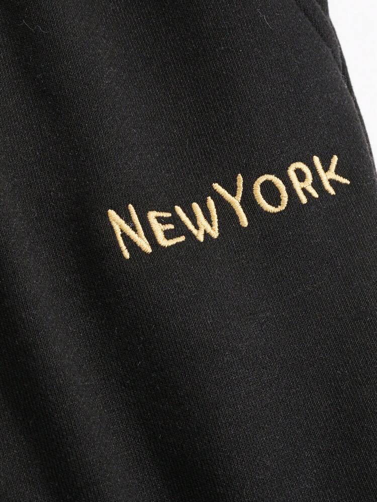 Letter Graphic Drawstring Waist Slant Pocket Sweatpants,Women Joggers