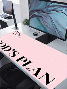 1PC Large Mouse Pad 35.4x15.7 Inch Non Slip Rubber Base Stitched Edge Desk Mat Pink Design Office Gaming Desk Accessories For Women Friends Home Office Back To School Gift - Word - View 5
