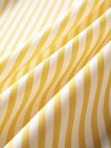 Airaco Men's Casual Striped Print Short Sleeve Shirt, Summer - Yellow - View 5