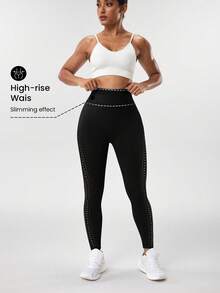 Gameset SHEIN Sport Legging Yoga Jala Elastis Bernapas untuk Wanita - Hitam - View 3
