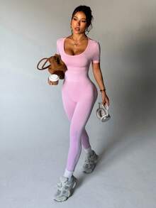 Sovereign Charm Seamless High Elasticity Ribbed Yoga Fitness Casual Daily Sports Jumpsuit