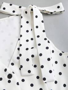 Sweetra 经典黑白波点系列时尚都市性感女士肩部系带蝴蝶结法式优雅通勤百搭早春新款休闲女式薄款西装外套 - 黑與白 - 查看 5